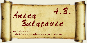 Anica Bulatović vizit kartica